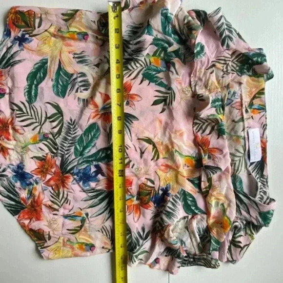 AMANDA UPRICHARD Women's Off Shoulder Ruffle Silk Blouse Tropical Birds Size M - Picture 10 of 11